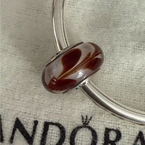 Authentic Pandora Murano Glass Charm Bead Maroon